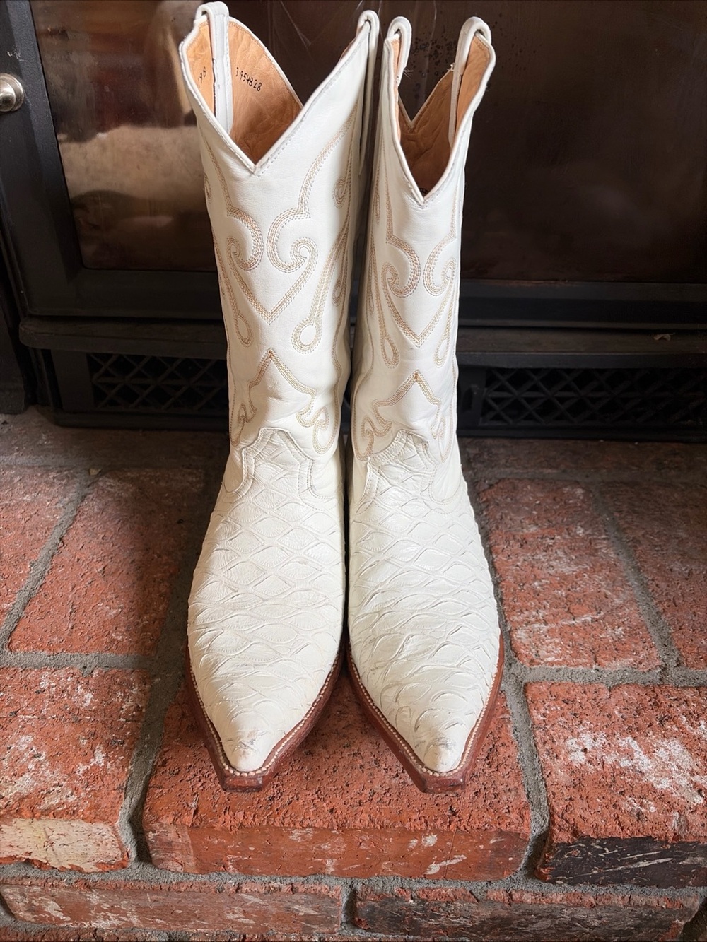 LIS ALTOS White Exotic Ant Eater Print Cowboy Boots Western EUC! Mens SZ 10 - Picture 5 of 11